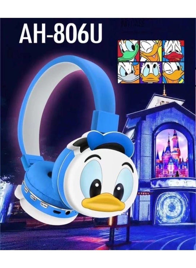 Cartoon Cute Duck Kids Children Bluetooth Headphones, Wireless Headphones with Reduce the noise Microphone Kids Foldable Headphones for School Travel Gift Headset for Children - Image 1