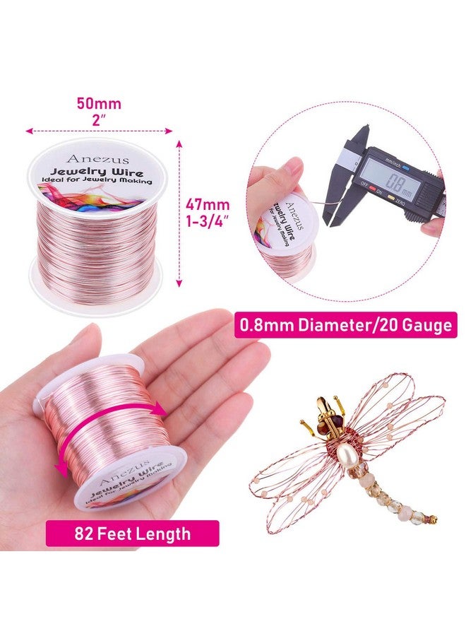 انزيوس سلك مجوهرات مقاس 20 سلك Anezus Craft سلك نحاسي مقاوم للتلطيخ لمستلزمات صناعة المجوهرات والحرفية (ذهبي وردي 30 ياردة /25 مترًا) - Image 2