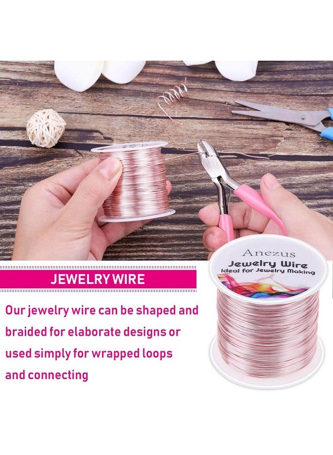 انزيوس سلك مجوهرات مقاس 20 سلك Anezus Craft سلك نحاسي مقاوم للتلطيخ لمستلزمات صناعة المجوهرات والحرفية (ذهبي وردي 30 ياردة /25 مترًا) - Image 4