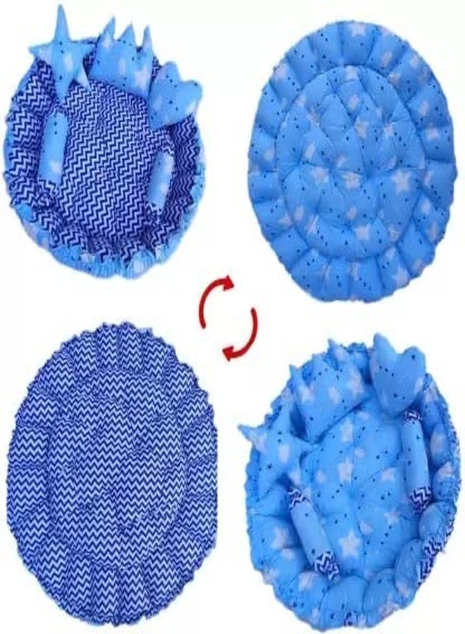 SmallBerry™ Baby Nest for New Born Round Reversible Bed Sleeping Bedding Set New Born Baby Sleeping Bad Godadi (Aqua Blue) - Image 4