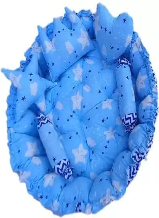 SmallBerry™ Baby Nest for New Born Round Reversible Bed Sleeping Bedding Set New Born Baby Sleeping Bad Godadi (Aqua Blue) - Image 5