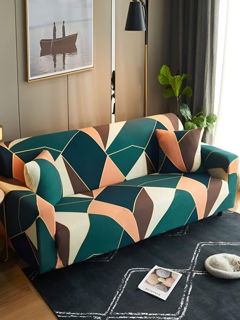 Outlay Home أوتلاي هوم غطاء أريكة عالمي بثلاثة مقاعد مع مرونة، واقي، قابل للتمدد، سباندكس وبوليستر (ثلاثة مقاعد، 185cm * 230cm) (أخضر-شيك) - Image 2