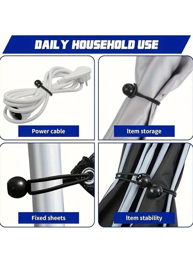 Black 5Pcs Heavy Duty Elastic Tie Down Straps with Foam Balls for Camping Tent Outdoor - Image 4