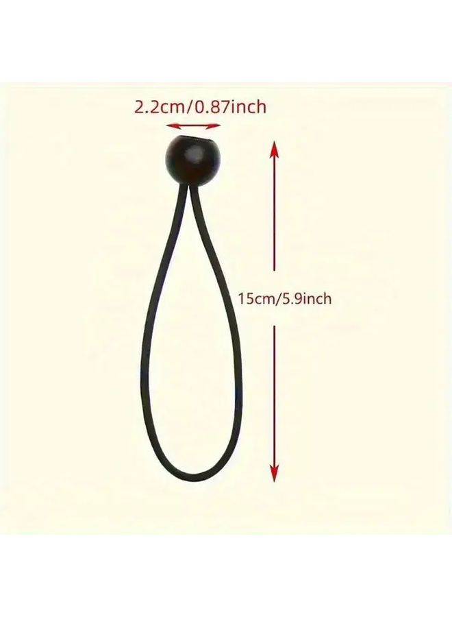 Black 5Pcs Heavy Duty Elastic Tie Down Straps with Foam Balls for Camping Tent Outdoor - Image 2