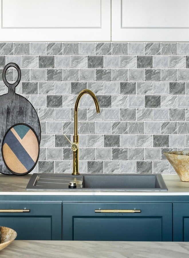 URCOLOR 10-Sheet Stick on Backsplash for Kitchen,12"x12" Peel and Stick Self Adhesive Wall Tiles Back Splashes for Bathroom Light Gray Marble Look - Image 2