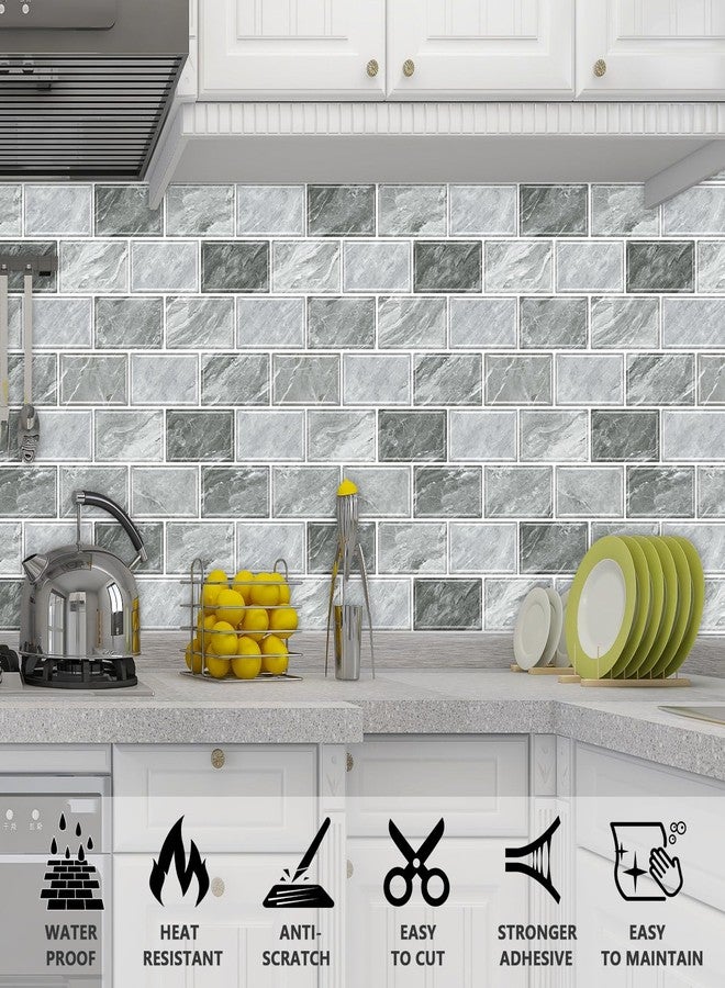 URCOLOR 10-Sheet Stick on Backsplash for Kitchen,12"x12" Peel and Stick Self Adhesive Wall Tiles Back Splashes for Bathroom Light Gray Marble Look - Image 3