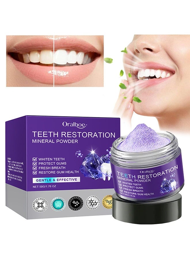 ORALHOE Purple Teeth Restoration Mineral Powder, Mineral Tooth Powder, Dental Restoration Mineral Powder Effective In Strengthening Teeth And Gums 50g - Image 1