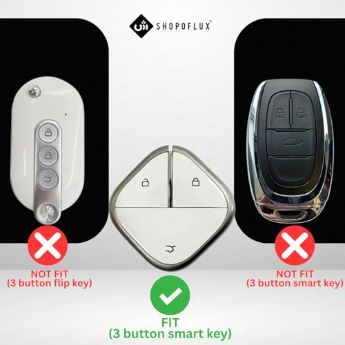 SHOPOFLUX Metal Key Cover Compatible with MG comet ev Electric 3 Button Smart Key - Image 2