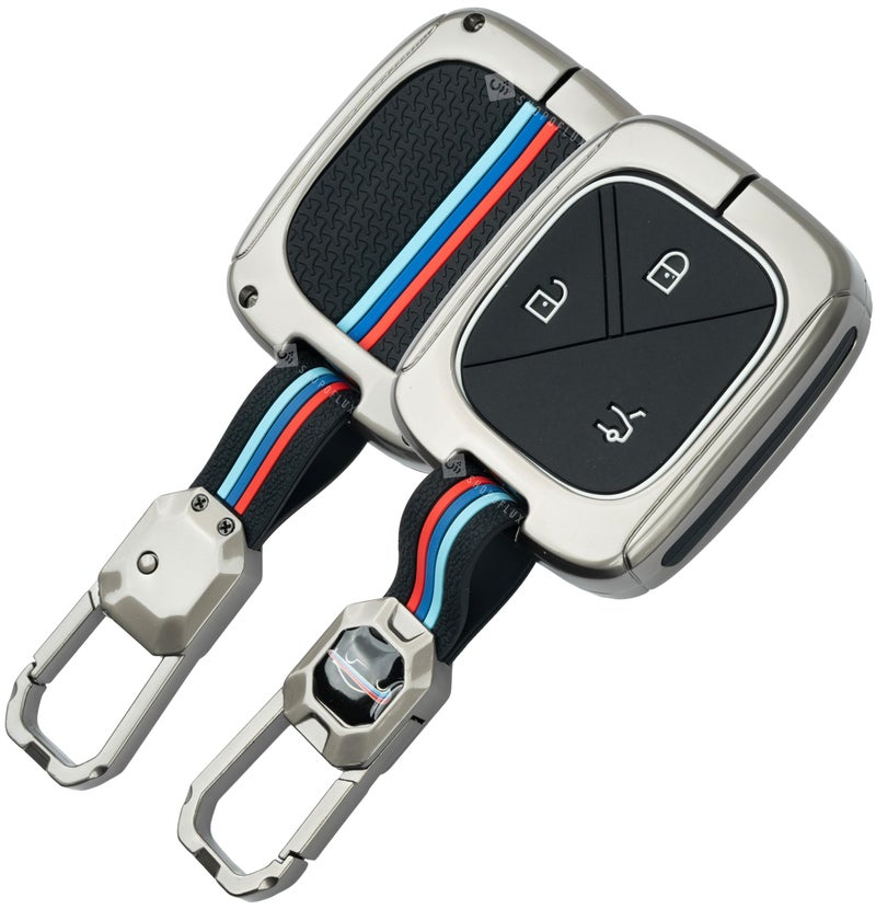 SHOPOFLUX Metal Key Cover Compatible with MG comet ev Electric 3 Button Smart Key - Image 1