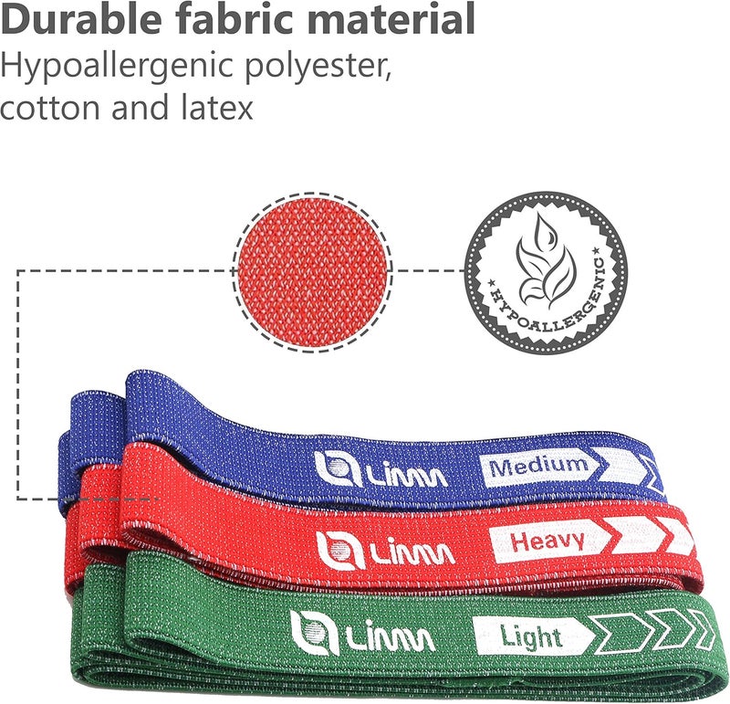 Limm Fittest Pro by Resistance Bands for Legs and Butt, Fabric Exercise Loop Bands Yoga, Pilates, Rehab, Fitness and Home Workout, Strength Bands for Booty - Image 4