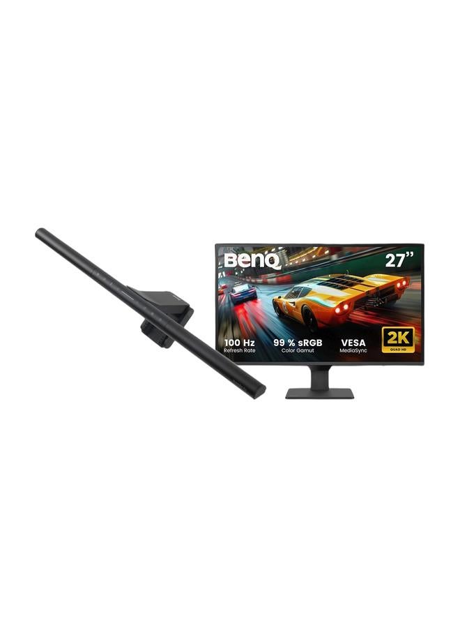 BenQ شاشة بار برو إضاءة LED للشاشة (أسود)/إضاءة عريضة للغاية/مستشعر حركة/سطوع قابل للتعديل ودرجة حرارة اللون/شريط إضاءة للعناية بالعين/بدون وهج للشاشة/توفير المساحة/شاشات منحنية/USB-C أسود و27 بوصة 2K QHD 2560×1440 100Hz IPS للعناية بالعين/شاشة ألعاب، 99% sRGB، نسبة تباين 1500:1، HDMI مزدوج، DisplayPort، مكبر صوت، إطار نحيف، ضوء أزرق منخفض بلس، نسخة المملكة العربية السعودية - ضمان 3 سنوات GW2790Q أسود حزمة - Image 1