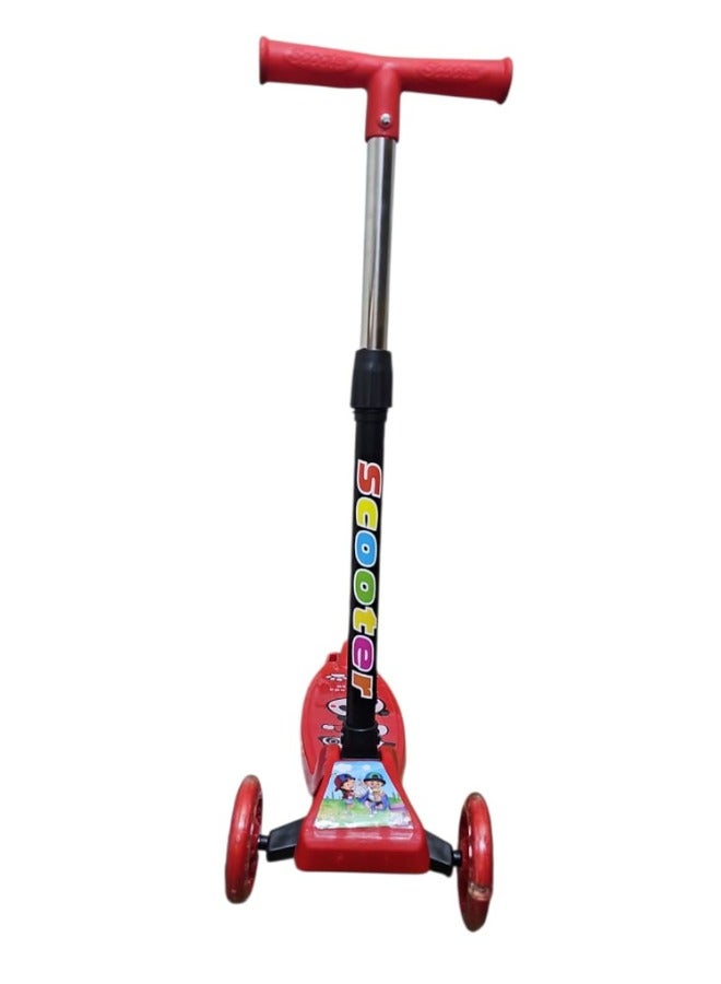 Generic Foldable 3-Wheel Kick Scooter with Adjustable Height and Comfortable Non-Slip Handle for Unisex Kids - Red - Image 1