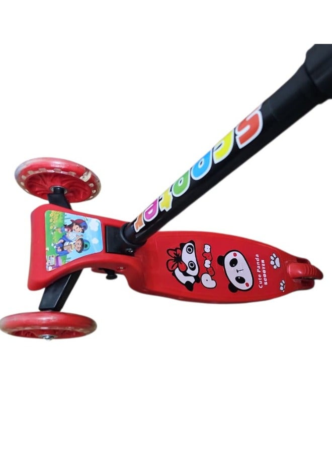 Generic Foldable 3-Wheel Kick Scooter with Adjustable Height and Comfortable Non-Slip Handle for Unisex Kids - Red - Image 2