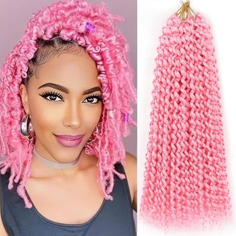 Pink Passion Twist Hair14 Inch 7 Packs Water Wave Crochet Hair Curly Wrapping Braiding Hair For Passion Twist Crochet HairButterfly LocsSpring Twist Crochet Hair Braids 14in7pcspink