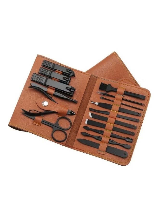 ORiTi 16 Piece Nail Clipper Cutter Set Brown and Black - Image 1