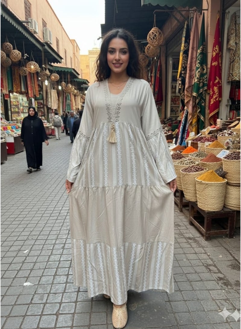 عباية كتان نسائي مطرز – دريس كاجوال أنيقة – خامة كتان فاخرة للاستخدام اليومي والخروج والاستقبال - Image 5