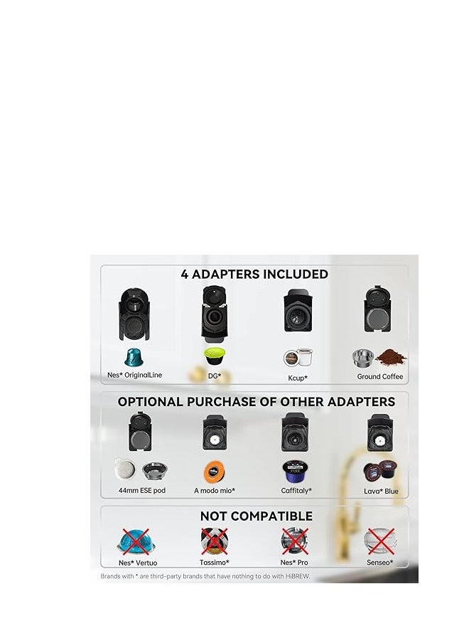 HiBREW HiBREW Coffee Machine 19 Bar 4in1 Hot & Cold Multiple Capsule Espresso Cafetera Pod Coffee Maker Dolce Milk Nexpresso Powder H1A(white)  - Image 2