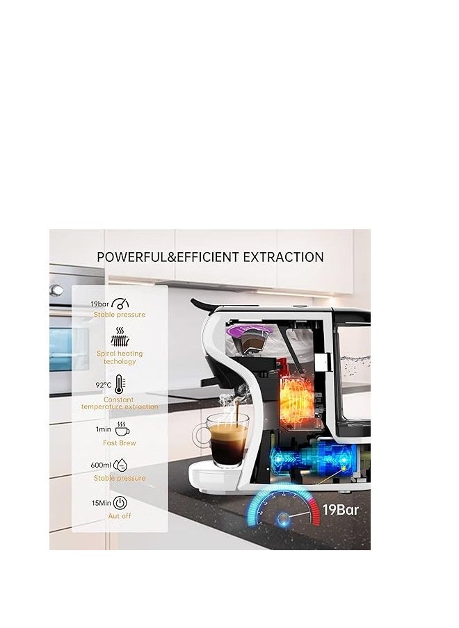 HiBREW HiBREW Coffee Machine 19 Bar 4in1 Hot & Cold Multiple Capsule Espresso Cafetera Pod Coffee Maker Dolce Milk Nexpresso Powder H1A(white)  - Image 3