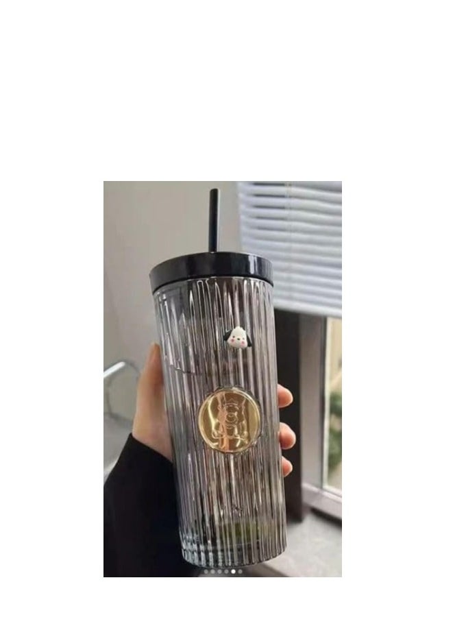 Spaceshoop - Glass Mug Iced Coffee Cups Cups with Lids and Coloured Glasses with Handle Clear High Glass Canned Cups for Water - Image 1