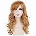Deifor Long Curly Wavy Strawberry Blonde Highlights Natural Synthetic Hair Wigs with Bangs for Women Daily Wear, Cosplay, Halloween - Image 2