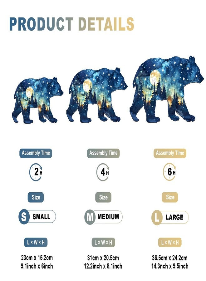 DOCRAGI Wooden Puzzles for Adults - Astral Bear Wooden Jigsaw Puzzle - Unique Animal Shaped Wood Puzzles Adult - Christmas Birthday Gifts for Adults/Friends/Family - 100 Pcs 9.1 * 6in - Image 3