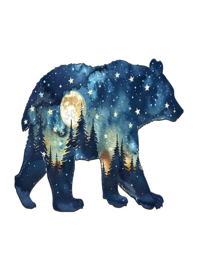 DOCRAGI Wooden Puzzles for Adults - Astral Bear Wooden Jigsaw Puzzle - Unique Animal Shaped Wood Puzzles Adult - Christmas Birthday Gifts for Adults/Friends/Family - 100 Pcs 9.1 * 6in - Image 1