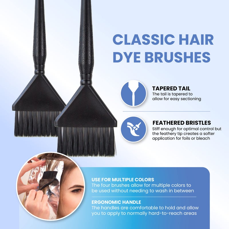 Salon Supply Co Classic Hair Dye Brushes - 4 Standard Size Tint Brushes for Hair Color - Hair Dye Brush Applicator - Hair Coloring Brush - Color Brushes for Hair Salon - Highlight Brush - Image 3