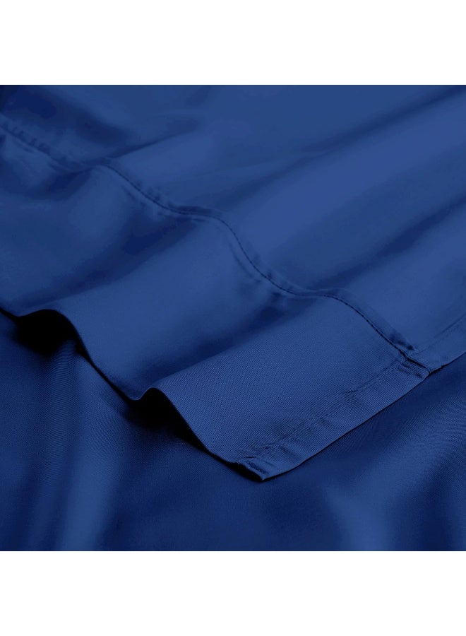 Superior Modal from Beechwood 300 Thread Bed Sheet Set 1 Elastic Deep Pocket Fitted Sheet 1 Flat Sheet 2 Pillowcases Soft Cool Sheets Sateen Weave Bedding Essentials King Navy Blue - Image 3