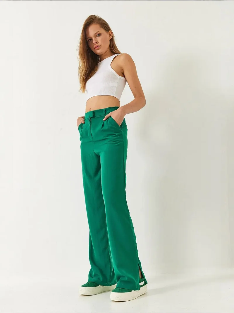 Bianco Lucci Green LUCCI Palazzo Pants with Pockets for Women | Best Price UAE