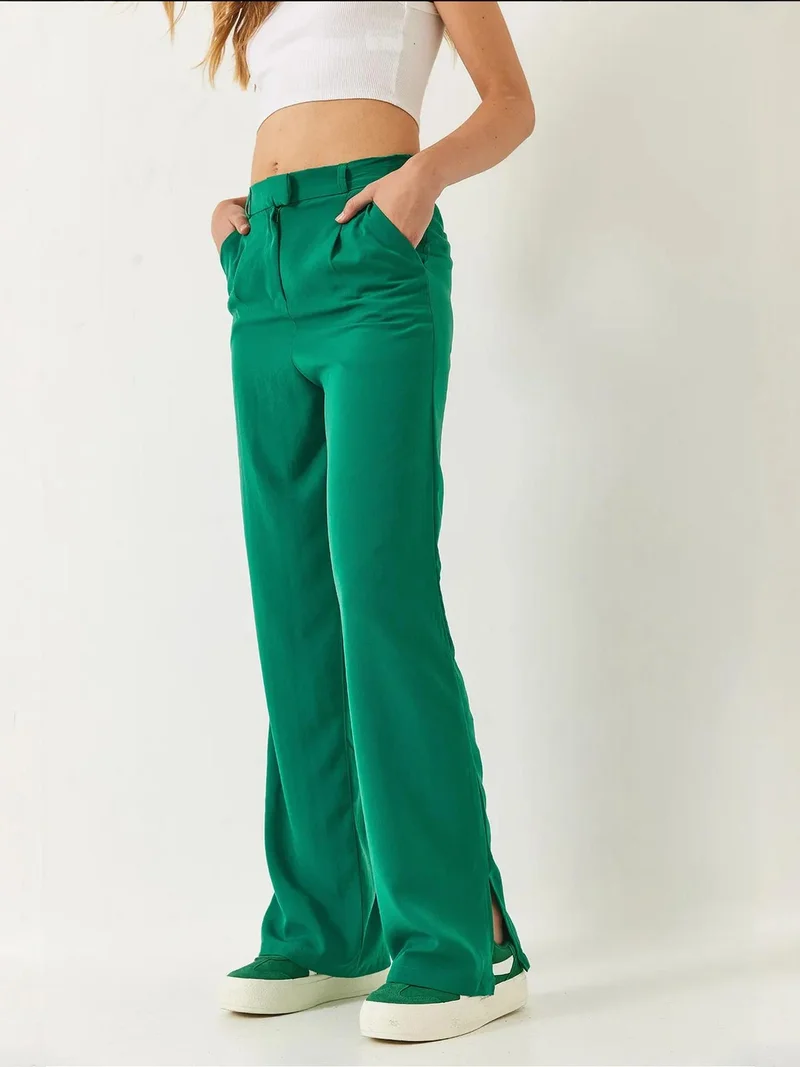 Bianco Lucci Green LUCCI Palazzo Pants with Pockets for Women | Best Price UAE