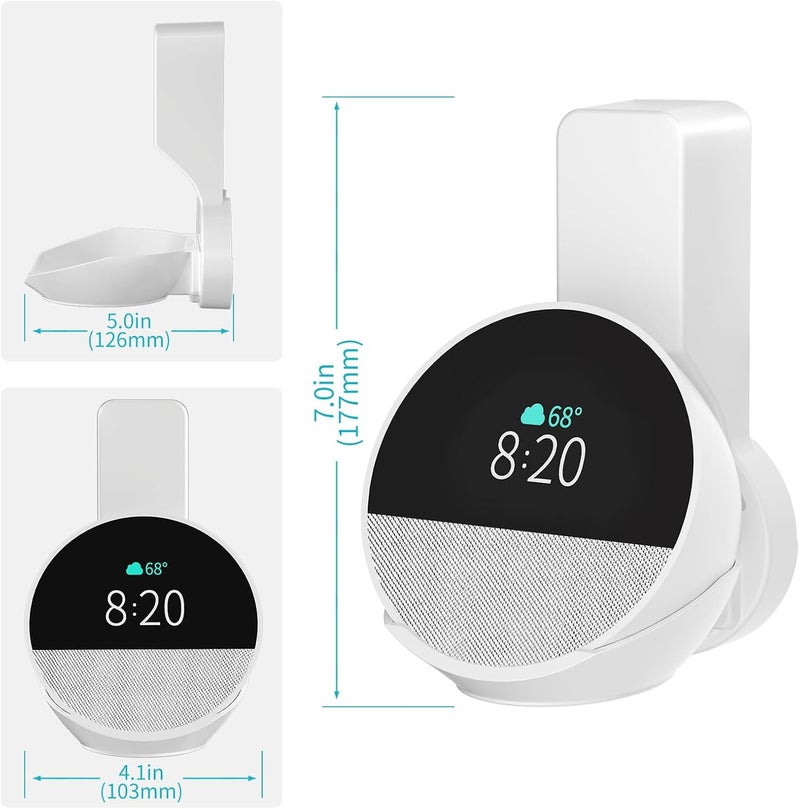 ZUOLACO Wall Mount for Ech0 Sp0t (2024 Version), Ech0 Spot Holder, No Screws or Drilling Required, Space Saving Spot Accessories with Cable, Hidden Storage (WL803), White - Image 5