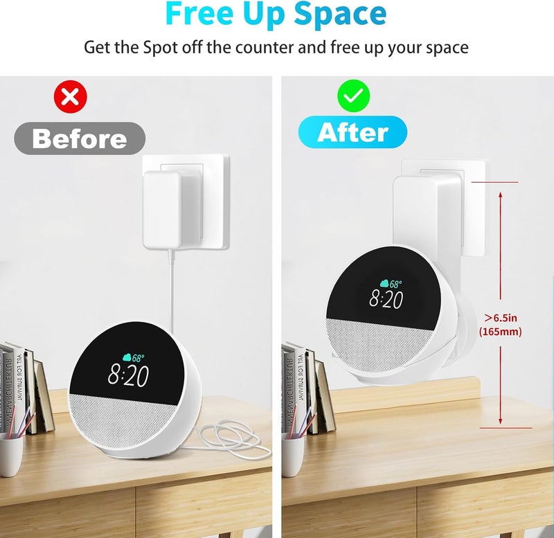 ZUOLACO Wall Mount for Ech0 Sp0t (2024 Version), Ech0 Spot Holder, No Screws or Drilling Required, Space Saving Spot Accessories with Cable, Hidden Storage (WL803), White - Image 3