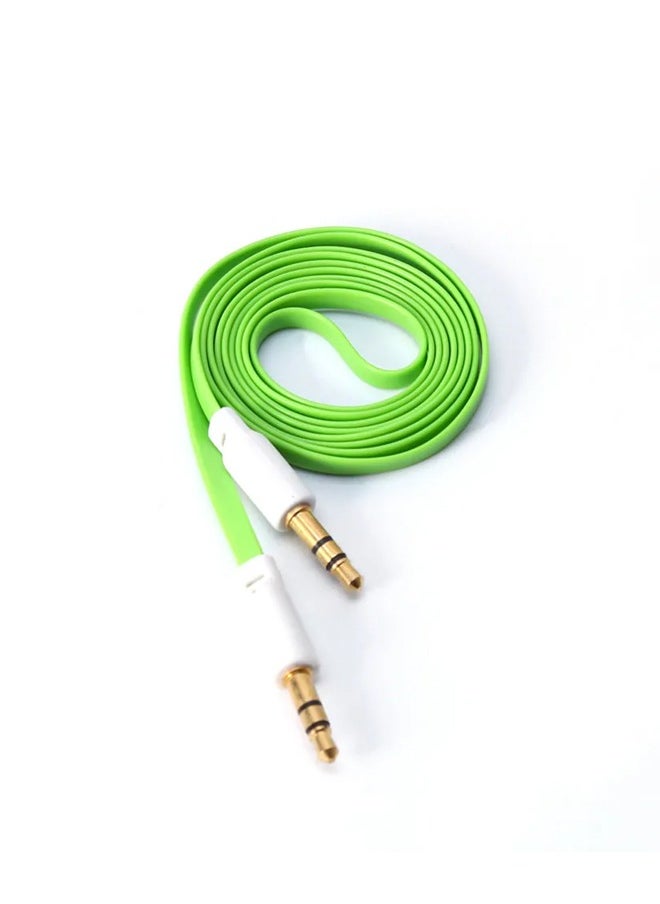 MATRIX Aux Flat Audio Cable 3.5Mm Male To Male 1m Car Aux Auxiliary Cord Stereo Audio Cable Connector For Smartphones and Tablets Green  - Image 1