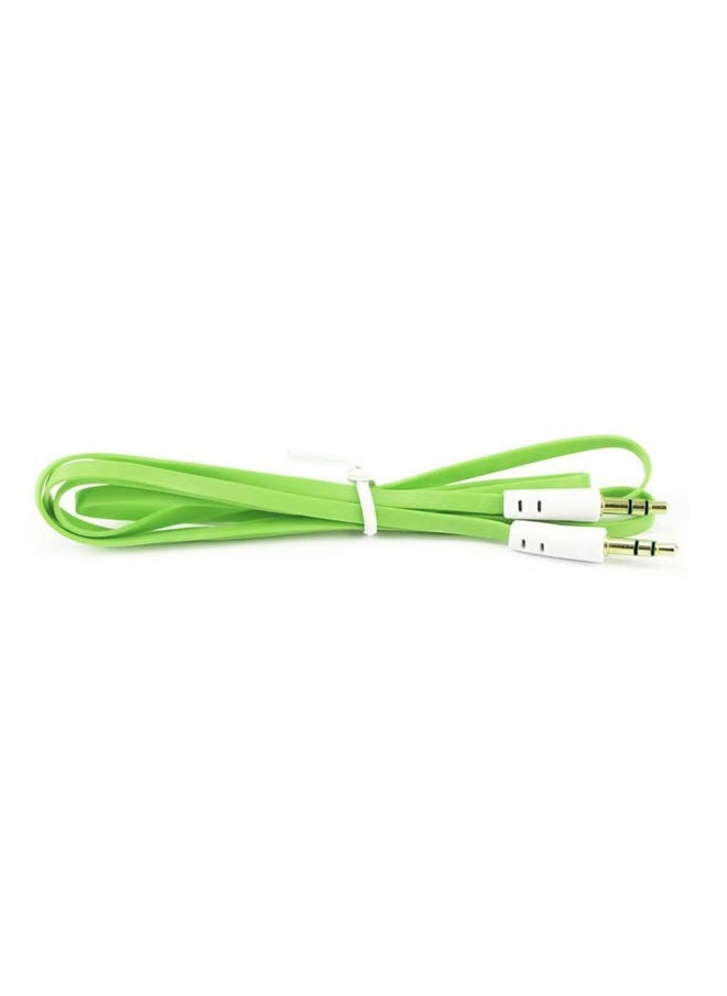 MATRIX Aux Flat Audio Cable 3.5Mm Male To Male 1m Car Aux Auxiliary Cord Stereo Audio Cable Connector For Smartphones and Tablets Green  - Image 4