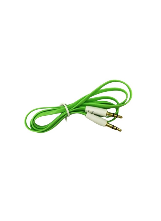 MATRIX Aux Flat Audio Cable 3.5Mm Male To Male 1m Car Aux Auxiliary Cord Stereo Audio Cable Connector For Smartphones and Tablets Green  - Image 3
