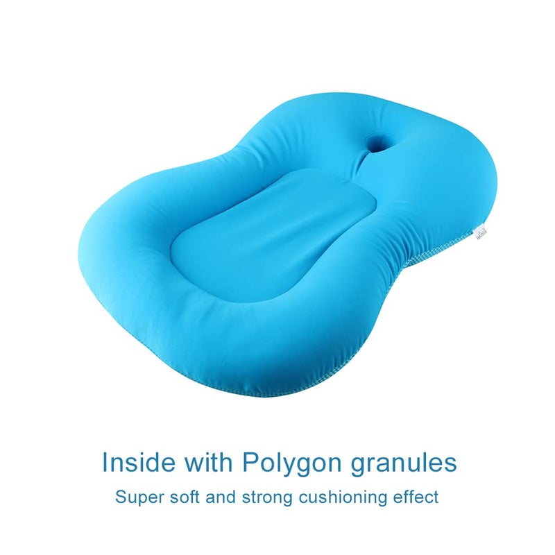 KAKIBLIN Baby Bath Mat, KAKIBLIN Bathtub Baby Bath Cushion Soft Anti-Slip Bath Pad 0-6 Month Infant Bath Pillow, Blue - Image 2