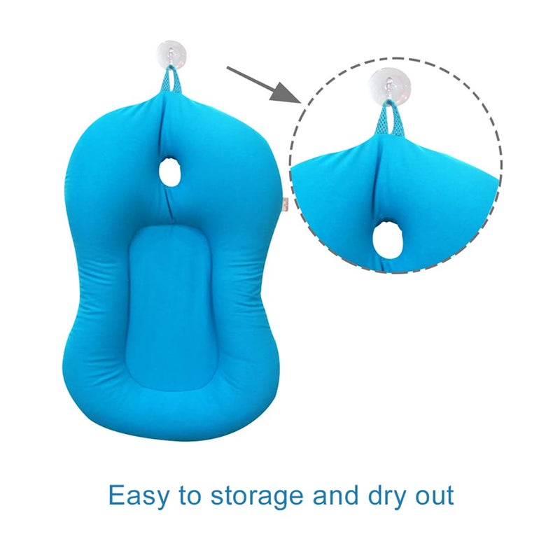 KAKIBLIN Baby Bath Mat, KAKIBLIN Bathtub Baby Bath Cushion Soft Anti-Slip Bath Pad 0-6 Month Infant Bath Pillow, Blue - Image 4