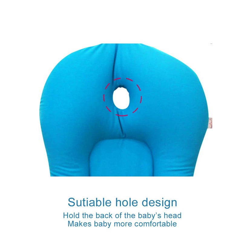 KAKIBLIN Baby Bath Mat, KAKIBLIN Bathtub Baby Bath Cushion Soft Anti-Slip Bath Pad 0-6 Month Infant Bath Pillow, Blue - Image 3