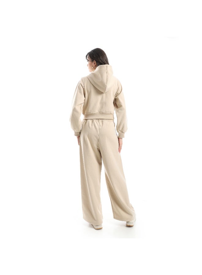 Caesar Women's two-piece Melton tracksuit with front zipper and wide-leg pants - Image 4