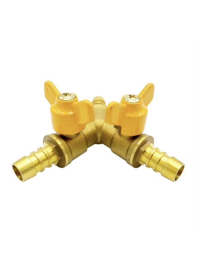 Brass 3 Way Shut-Off Valve, 3/8" Hose Barb 2 Switch Y Shaped Ball Valve Water/Fuel/Air - Image 5