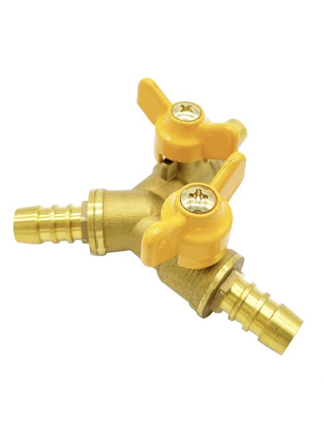 Brass 3 Way Shut-Off Valve, 3/8" Hose Barb 2 Switch Y Shaped Ball Valve Water/Fuel/Air - Image 3