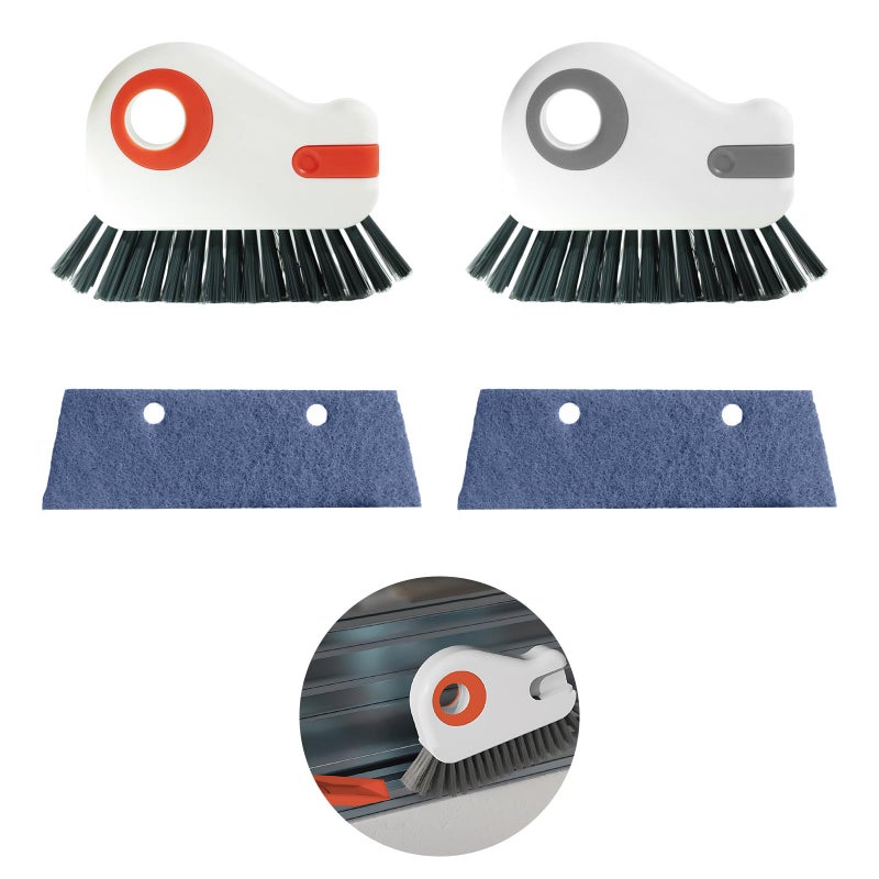 CCDANSIYUCR 2 Sets Window Track Cleaner Tools 2in1 Groove Cleaning Brush with Scraper Dustpan Hard Bristle Crevice Brush for Sliding Door Window Sill Shower Seal Reusable Deep Cleaning Tools - Image 3