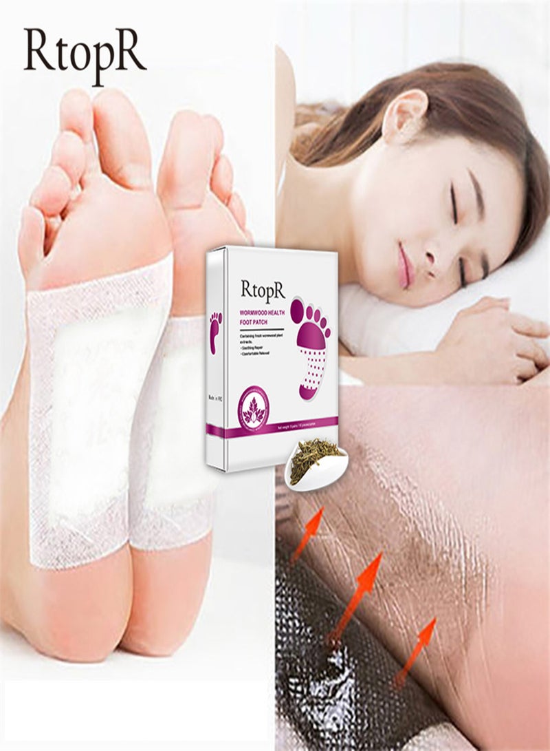 RtopR 5 Pairs Foot Pads Wormwood Foot Patch Foot Sticker Relieve Stress Improve Sleep Bamboo Vinegar Pure Natural Ingredients for Foot Body Care - Image 4