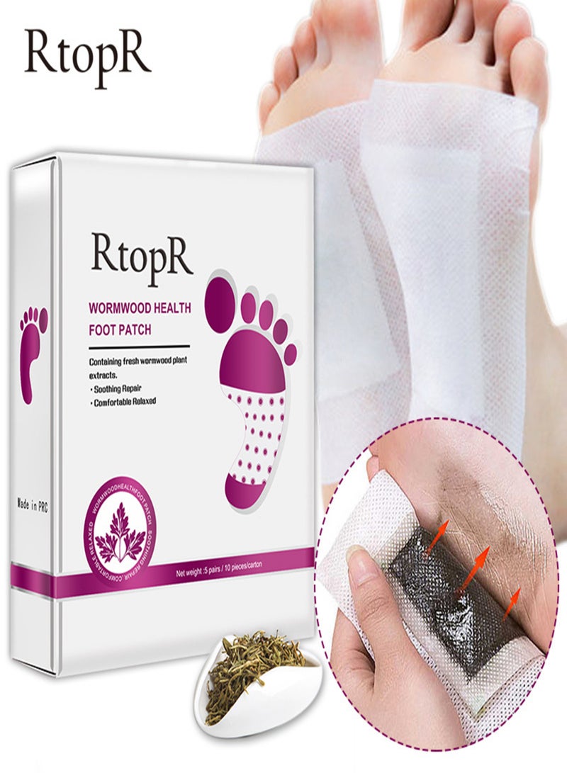 RtopR 5 Pairs Foot Pads Wormwood Foot Patch Foot Sticker Relieve Stress Improve Sleep Bamboo Vinegar Pure Natural Ingredients for Foot Body Care - Image 5
