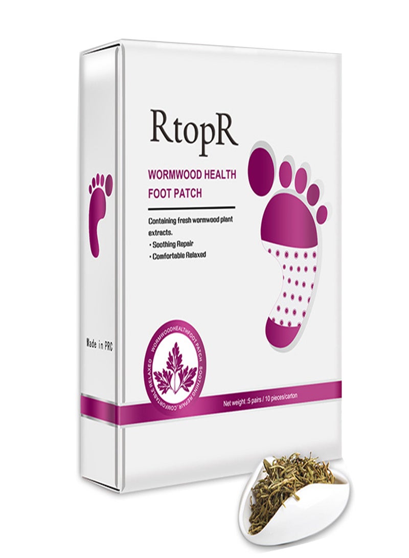 RtopR 5 Pairs Foot Pads Wormwood Foot Patch Foot Sticker Relieve Stress Improve Sleep Bamboo Vinegar Pure Natural Ingredients for Foot Body Care - Image 1