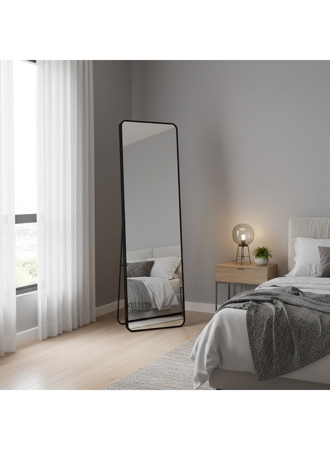 بيتي مرايا طويلة ألمونيوم مع ستاند مقاومة للكسر مقاس ( 160*40) سم - اسود - Image 1