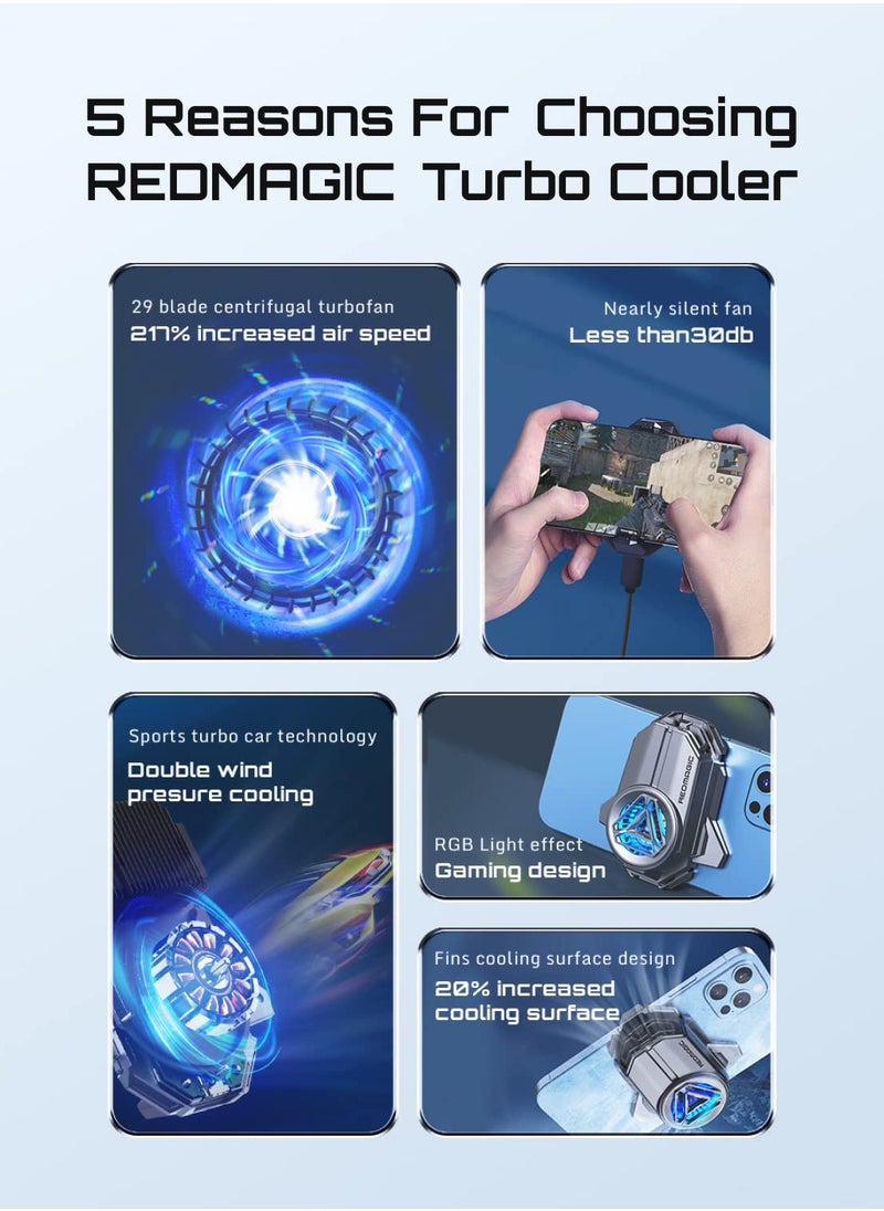 REDMAGIC - REDMAGIC Phone Cooler, Phone Radiator with Dual Fans and Semiconductors, Cell Phone Radiator with RGB Lights and App Control Compatible 7 Gaming Phone(Designed only 7) Black - Image 1