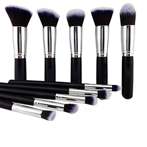 ZIRAK Makeup Brush Set of 10 – Professional Foundation, Contour, Blush, Concealer & Eyeshadow Brushes with Soft Bristles – Premium Cosmetic Tool Kit for Women & Girls (Black/Silver/Gold) - Image 1