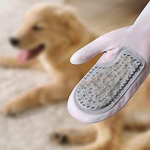Styllent 1 Pair Pet Grooming Gloves Gentle Hair Removal Brush Cat and Dog Hair High-Efficiency Removal Multifunctional Kitchen Bathroom Cleaning Brush Washing White, 11.8+-0.4 Inch - Image 2