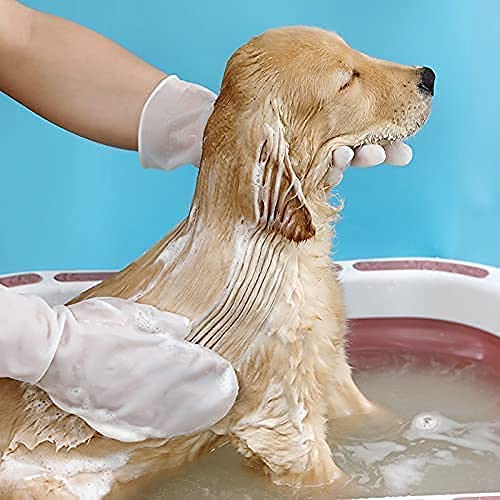 Styllent 1 Pair Pet Grooming Gloves Gentle Hair Removal Brush Cat and Dog Hair High-Efficiency Removal Multifunctional Kitchen Bathroom Cleaning Brush Washing White, 11.8+-0.4 Inch - Image 5